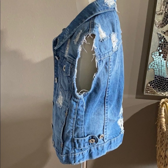 Butter Super Soft Distressed Denim Vest - Picture 3 of 8